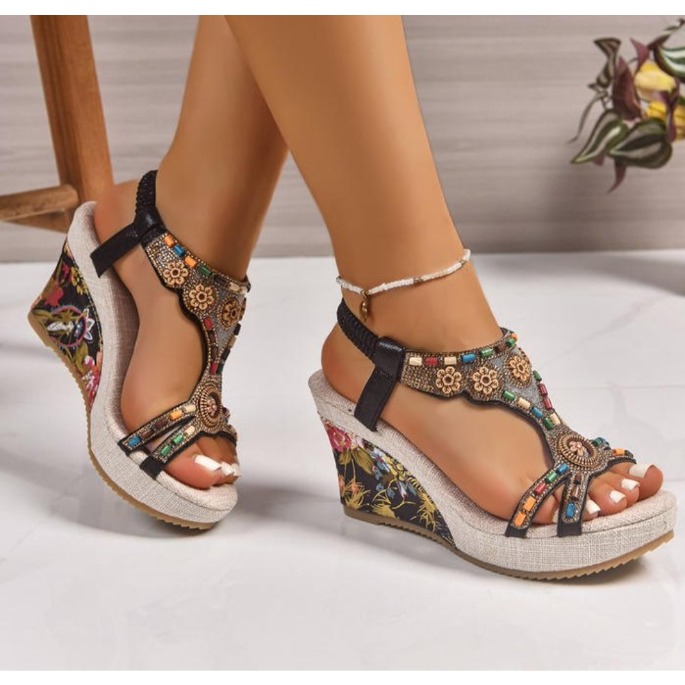 Summer Clothing Stores - Damen Leder Sommer Mode Keilabsatz Große