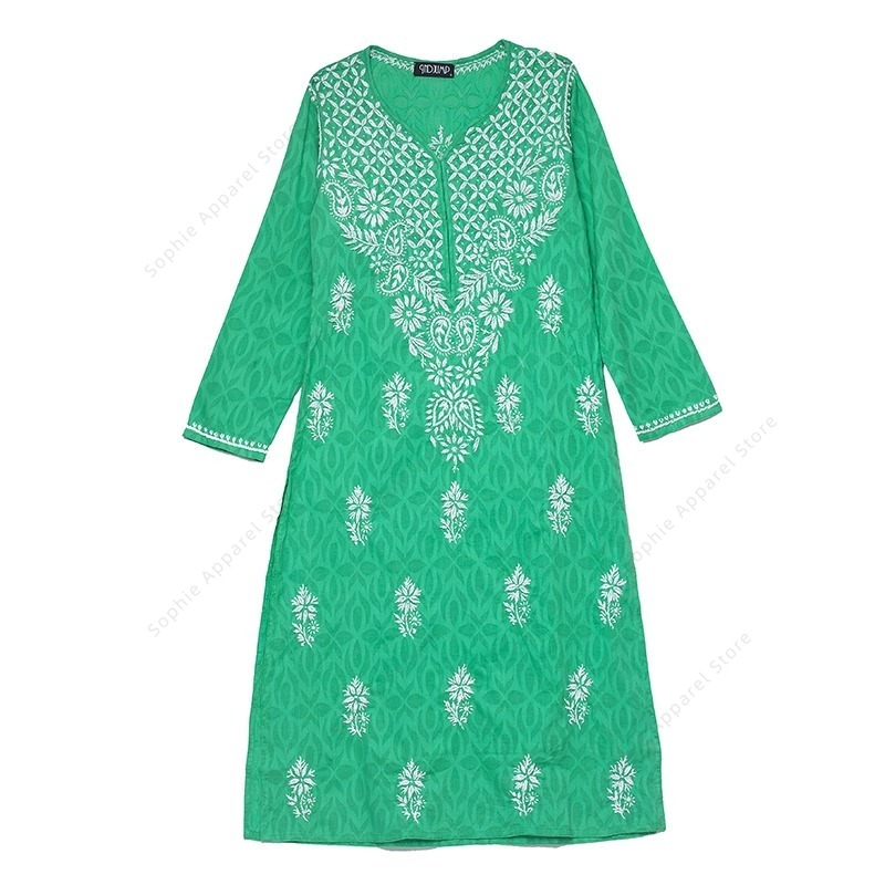 Summer Clothing Pakistan - Damen besticktes Kurti indisches/pakistanisches Tunika-Top für